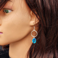Solid Sterling Silver & Blue Topaz Handmade Hanging Hook Earrings