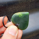 NZ Greenstone Pounamu Marsden Flower Heart Pendant Necklace (N474)