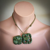 Natural Jade Hei Tiki Pendant Necklace (N2196)