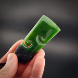 Natural Jade Double Koru Toki Pendant Necklace (N2220)