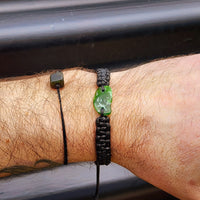 Natural Greenstone One Off Macrame Bracelet (1A3-764)