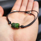 NZ Greenstone Pounamu One Off Macrame Anklet (1A3-771)