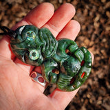 NZ Greenstone Pounamu Tiki Pendant Necklace (N1044)