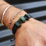 Nephrite Jade / Greenstone One Off Macrame Bracelet (1A3-802)
