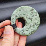 NZ Greenstone Pounamu Disk Pendant Necklace (N462)