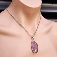 Silver Plated Natural Amethyst Handmade Irregular Shaped Necklace (30X34)