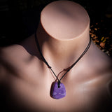 Natural Charoite Freeform Pendant Necklace (1BBB316)
