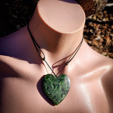 NZ Greenstone Pounamu Heart Pendant Necklace (N1013)