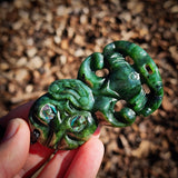NZ Greenstone Pounamu Tiki Pendant Necklace (N1098)