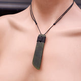 NZ Greenstone Pounamu Toki Pendant Necklace (N243)