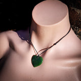 NZ Greenstone Pounamu Heart Pendant Necklace (N914)