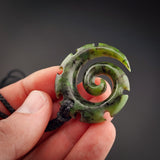 Natural Jade Notched Koru Pendant Necklace (N2123)