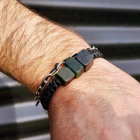 Natural Greenstone One Off Macrame Bracelet (1A3-778)