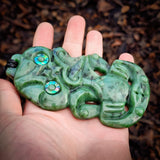 XL Tiki NZ Greenstone Pounamu Pendant Necklace (N932)