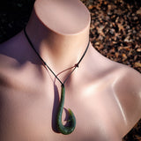 Natural Jade Long Hook Pendant Necklace (N2169)