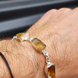 Solid Sterling Silver & Natural Raw Citrine Stone Handmade Chain Bracelet