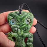 Natural Jade Hei Tiki Pendant Necklace (N2162)