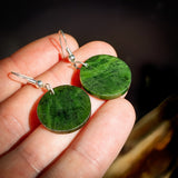 Nephrite Jade / Greenstone Disk Hook Earrings