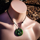 NZ Greenstone Pounamu Triple Koru Pendant Necklace (N887)