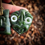 Nephrite Jade Tiki Pendant Necklace - NZ Maori Inspired (N865)