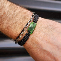 Natural Greenstone One Off Macrame Bracelet (1A3-782)