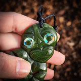 NZ Greenstone Pounamu Tiki Pendant Necklace (N926)