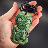 Natural Jade Hei Tiki Pendant Necklace (N2157)