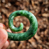 Natural Jade Koru Hook Earrings (N1134)