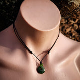 NZ Greenstone Pounamu Twist Pendant Necklace (N997)