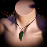 NZ Greenstone / Pounamu Fern Pendant Necklace (N776)
