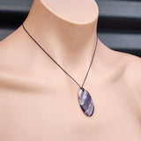 Natural Amethyst Oval Pendant Necklace (1BBB280)