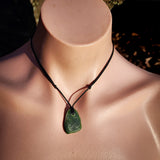 NZ Greenstone Pounamu Natural Freeform Pendant Necklace (N996)