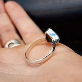 (R) Solid 925 Sterling Silver & Natural Australian Opal Irregular Handmade Ring