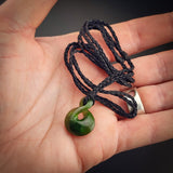 Natural Jade Pikorua Twist Pendant Necklace (N2150)