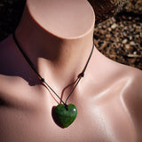 NZ Greenstone Pounamu Heart Pendant Necklace (N1096)