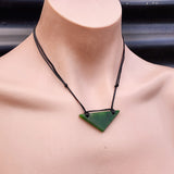 NZ Greenstone Pounamu Plate Pendant Necklace (N447)