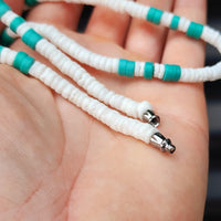 Natural White Shell & Turquoise Stone Surfer Choker Necklace