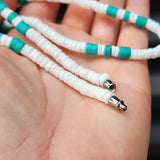 Natural White Shell & Turquoise Stone Surfer Choker Necklace