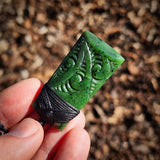 NZ Greenstone Pounamu Etched Toki Pendant Necklace (N1095)
