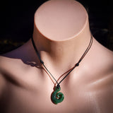 NZ Greenstone Pounamu Koru Twist Pendant Necklace (N808)