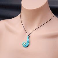 Natural Paua Koru Hook Pendant Necklace (1BBB244)