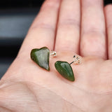 Irregular Greenstone & Solid Silver Stud Earrings (1A2C6)