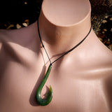 Natural Nephrite Jade Hook Pendant Necklace (N1065)
