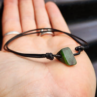 NZ Greenstone Pounamu One Off Macrame Anklet (1A3-776)