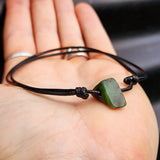 NZ Greenstone Pounamu One Off Macrame Anklet (1A3-776)