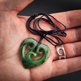 Natural Jade Triple Koru Heart Pendant Necklace (N2138)