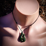 NZ Greenstone Pounamu Hook Pendant Necklace (N1017)
