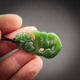 Natural Jade Hei Tiki Pendant Necklace (N2142)