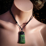 NZ Greenstone Pounamu Etched Toki Pendant Necklace (N927)