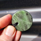 NZ Greenstone Pounamu Disk Pendant Necklace (N308)